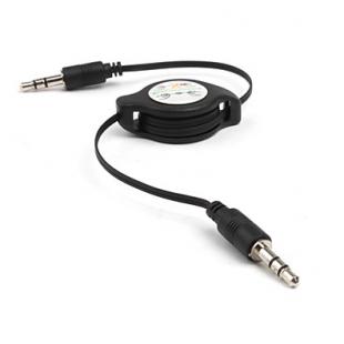 3.5mm Retractable AUX Cable - Black/78cm Length